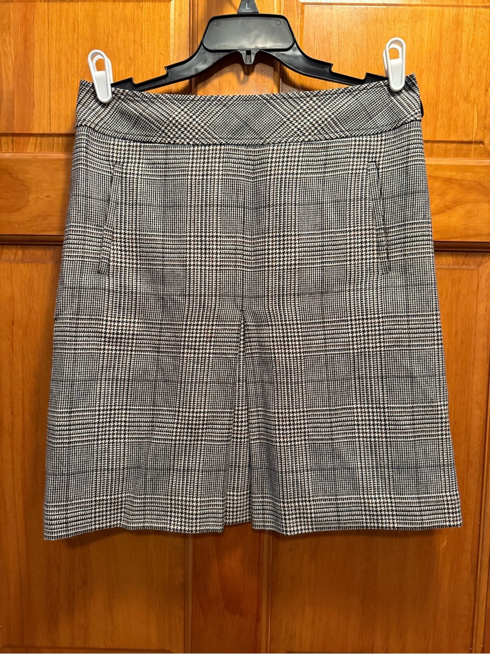 LOFT Black & White Glen Plaid A-Line Skirt